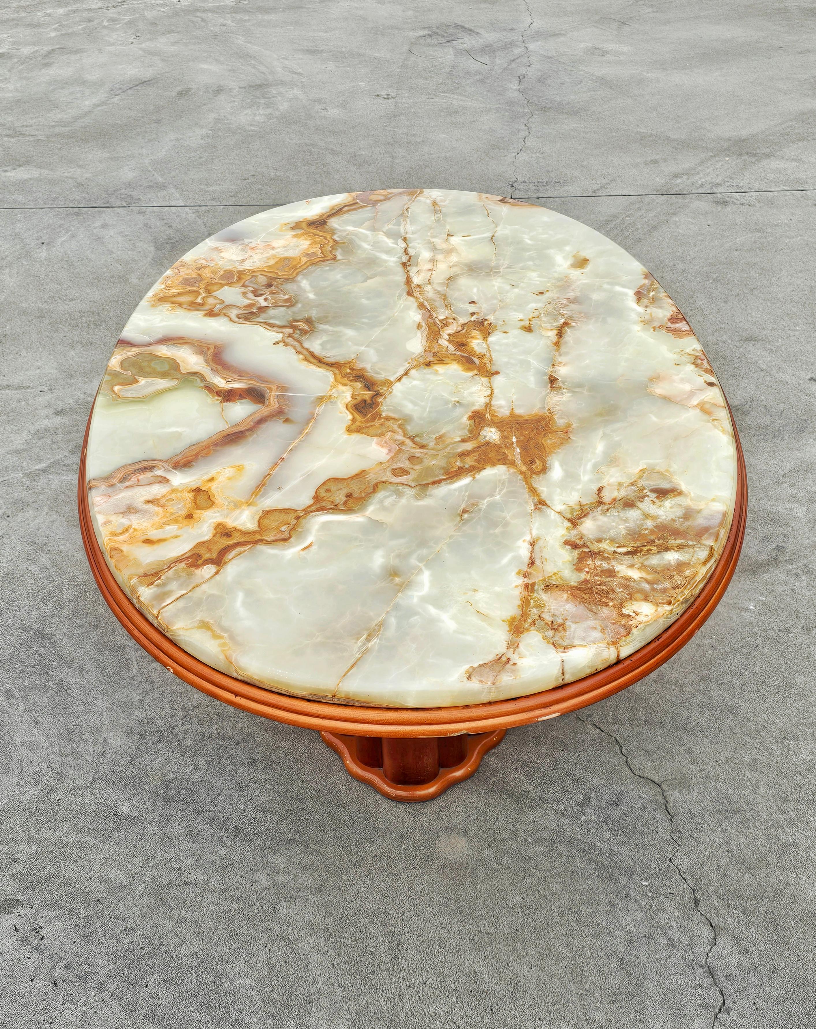 Art Deco Inspired Coffee Table with Onyx Top by Hohnert Design, Germany 1970s For Sale 2