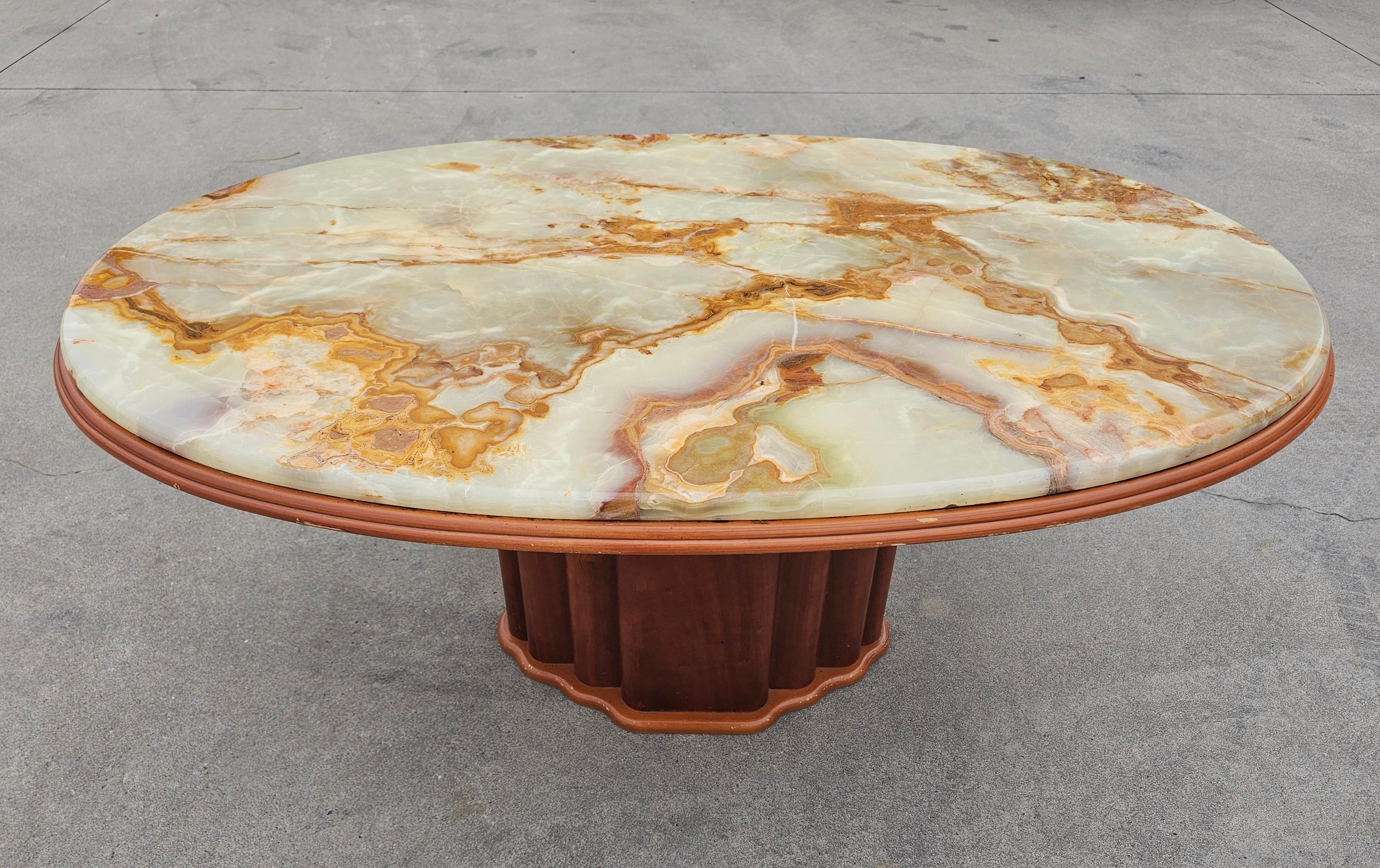 Art Deco Inspired Coffee Table with Onyx Top by Hohnert Design, Germany 1970s For Sale 3