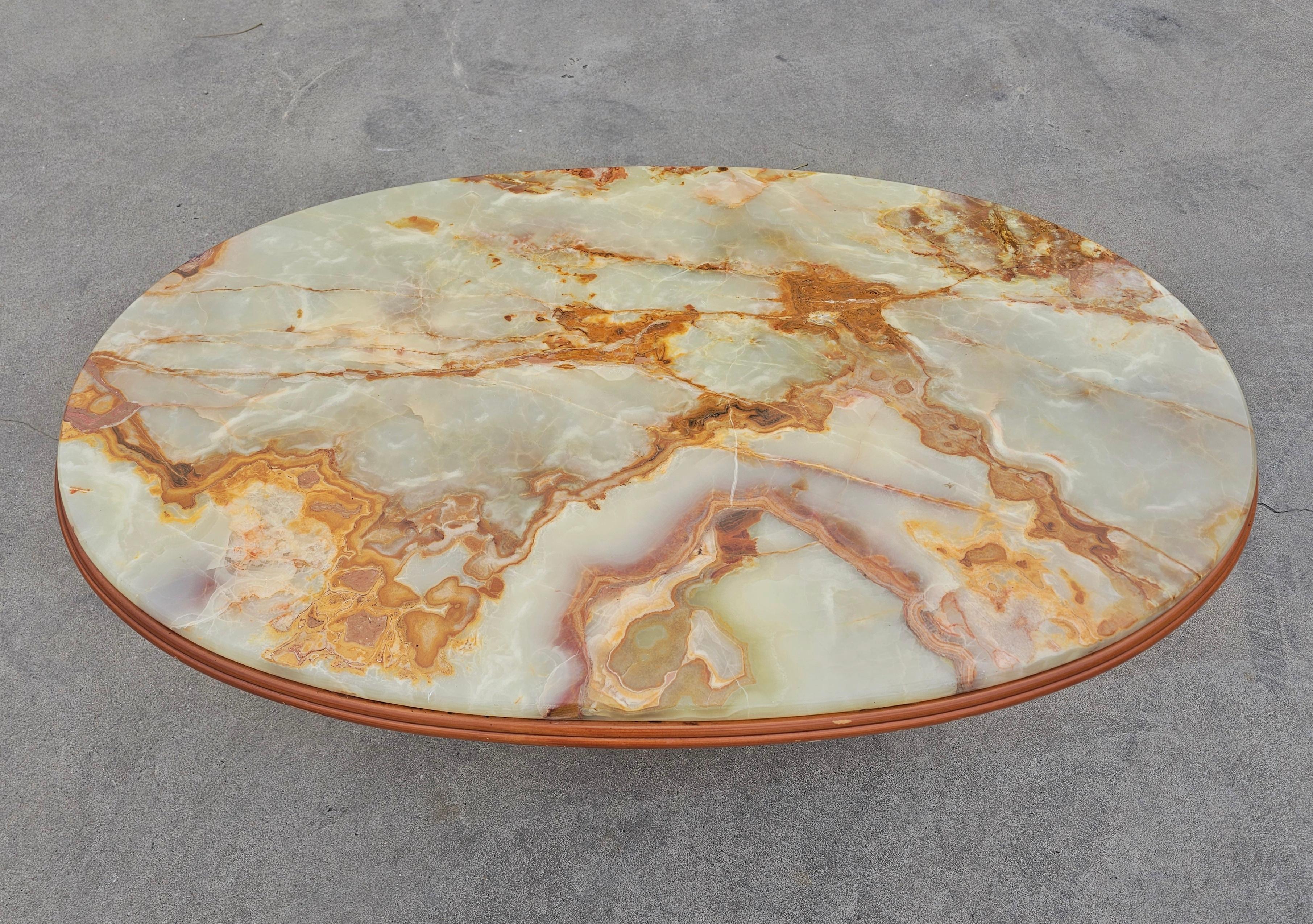 Art Deco Inspired Coffee Table with Onyx Top by Hohnert Design, Germany 1970s For Sale 4