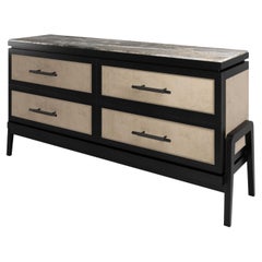 Art Deco Inspired Cupid Chests of Drawers in Show-Wood, Novasuede & Marble