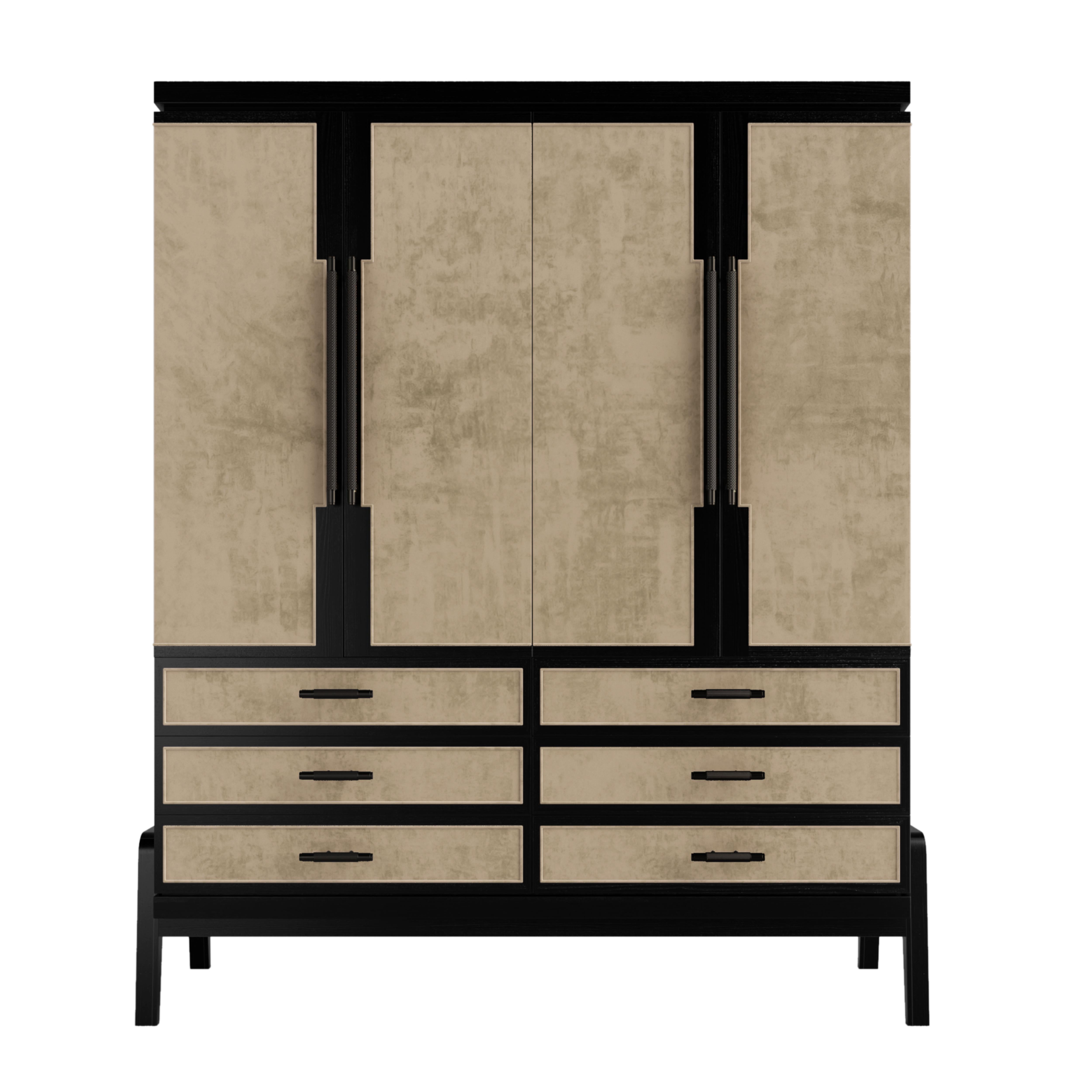Indulge in the ultimate wardrobe experience with the all-new Cupid Wardrobe II! This sophisticated masterpiece offers a wider and larger storage capacity with six spacious drawers, perfect for all your storage needs. The finest Black American Walnut