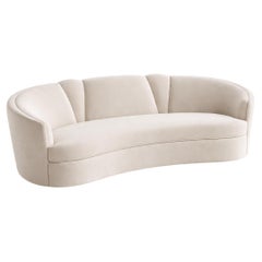 Art Deco Inspired Curved Sofa, Hand-Tailored Upholstery by Munna Design Studio