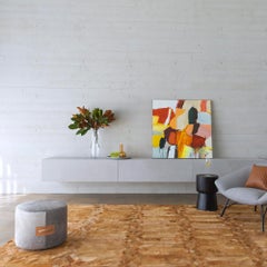 Art Deco Inspired Customizable Largo Cognac Cowhide Area Floor Rug Small