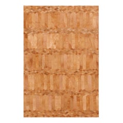 Art Deco Inspired Customizable Largo Cognac Cowhide Area Floor Rug XX-Large