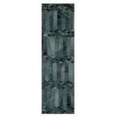 Art Deco inspirierter anpassbarer Largo Teal Rindsleder-Läufer Groß