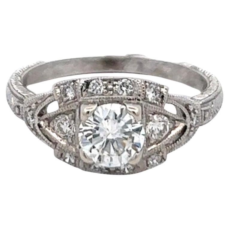 Art Deco Inspired Diamond 14 Karat White Gold Ring