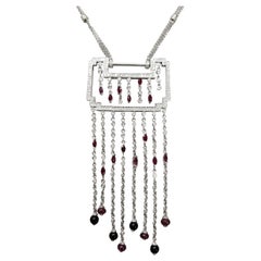 Vintage Art Deco Inspired Diamond 2.20 Carat and Ruby 1.10 Carat Necklace