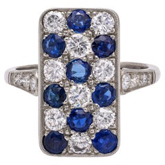 Art Deco Inspired Diamond and Sapphire Platinum Ring