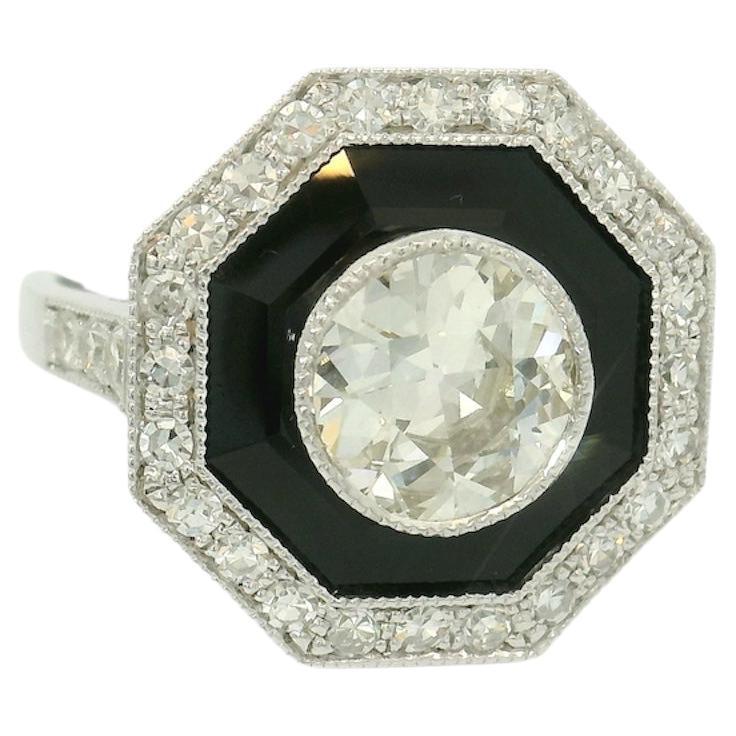 Anello con diamanti e spinello di ispirazione Art Déco in vendita