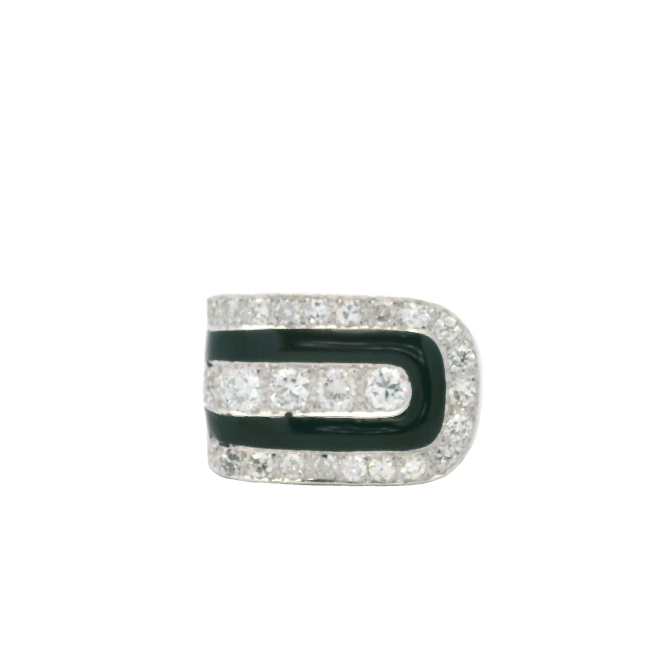 Contemporaneo Anello con diamanti e onice nera in oro bianco 18 carati di ispirazione Art Deco, 3 carati in vendita