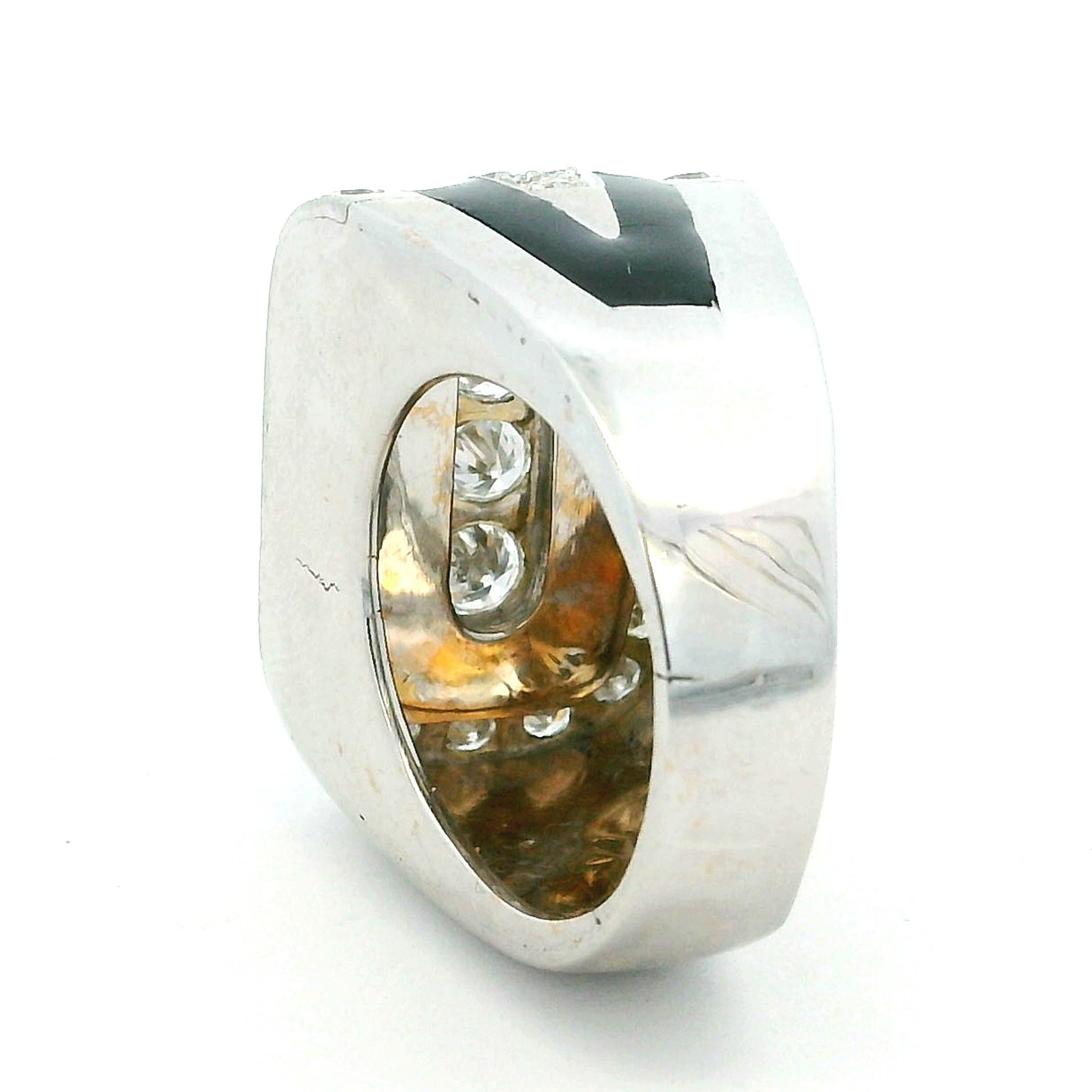 Bague en or blanc 18 carats inspirée de l'art déco, diamant et onyx noir, 3 carats Pour femmes en vente