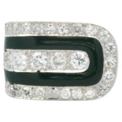 Anello con diamanti e onice nera in oro bianco 18 carati di ispirazione Art Deco, 3 carati