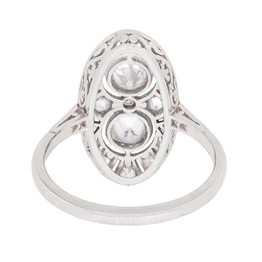 Art-déco-inspirierter Diamant-Cluster-Ring, ca. 1950er Jahre im Zustand „Gut“ im Angebot in London, GB