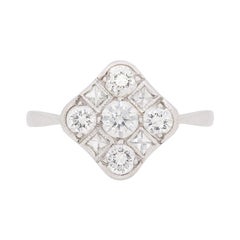 Vintage Art Deco Style Diamond Cluster Ring, circa 1950s