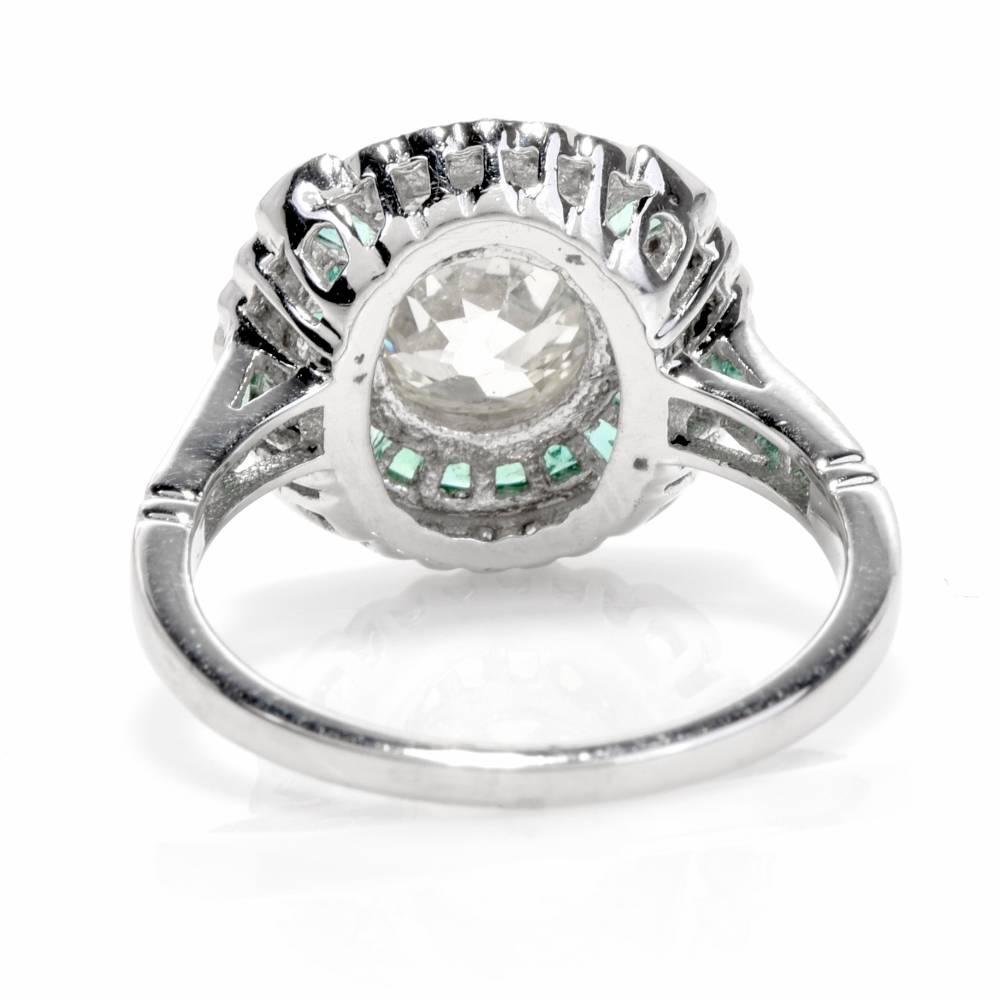 Women's Diamond Emerald Platinum Engagement Ring