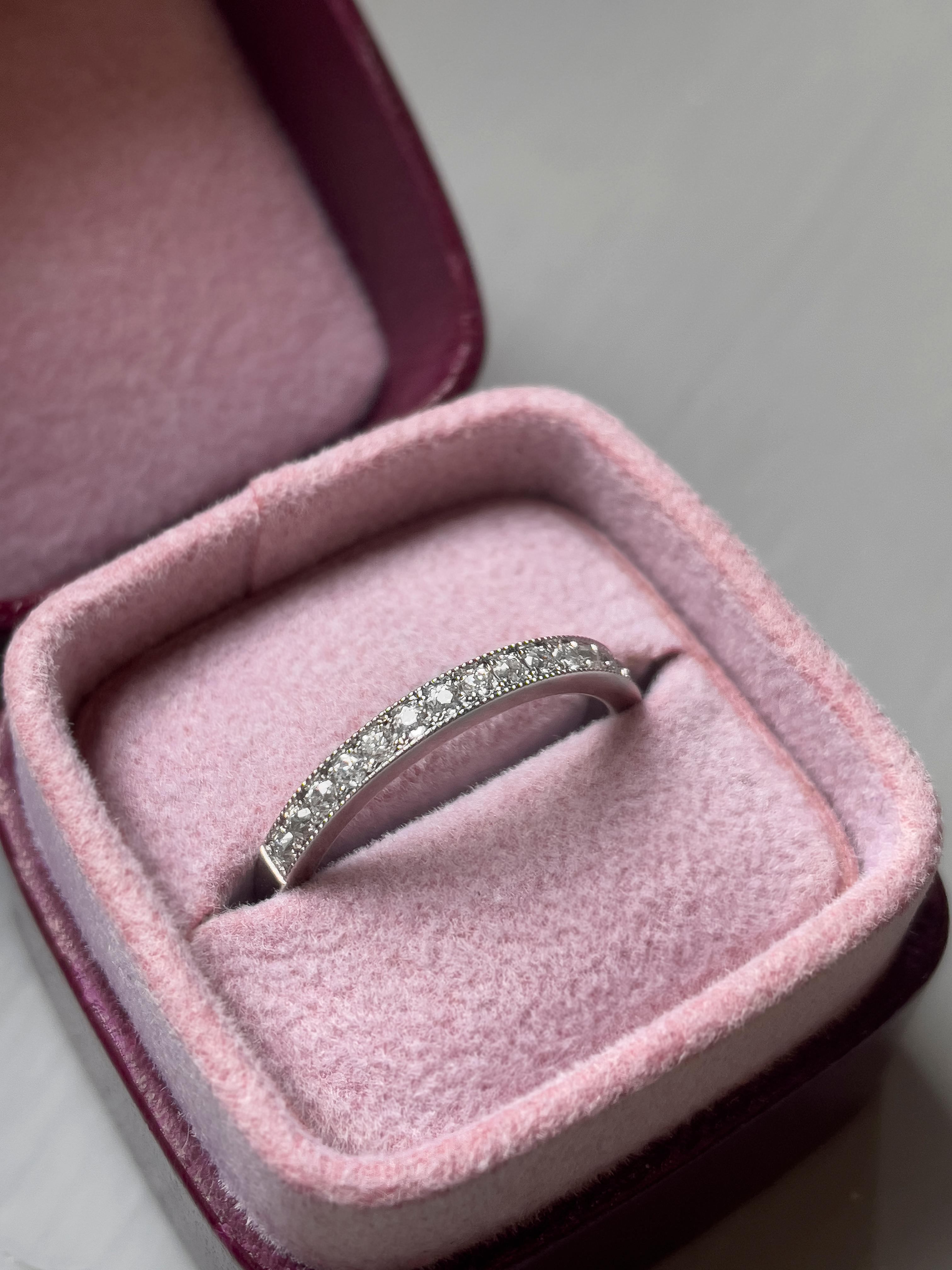 Old European Cut Art Deco Style 0.33 Carat Diamond and Platinum Eternity Ring  For Sale