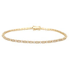 Art Deco Inspired Diamond Line Tennis Bracelet Set in 18k Yellow Gold