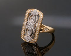 Art Deco–Inspired Diamond Openwork Ring in 18K Yellow and White Gold