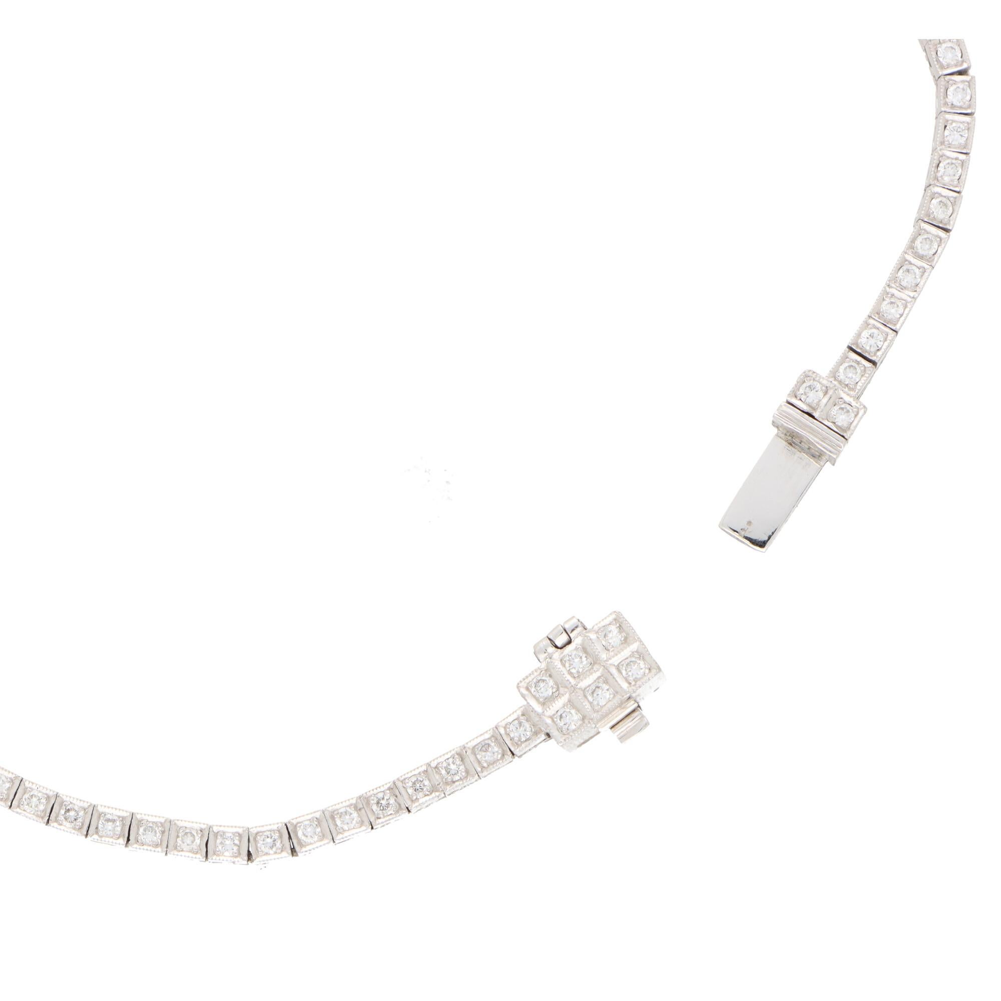 Art Deco Inspired Diamond Panel Necklace Set in Platinum 1