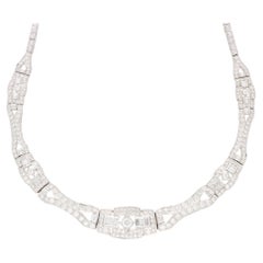 Art Deco Inspired Diamond Panel Necklace Set in Platinum