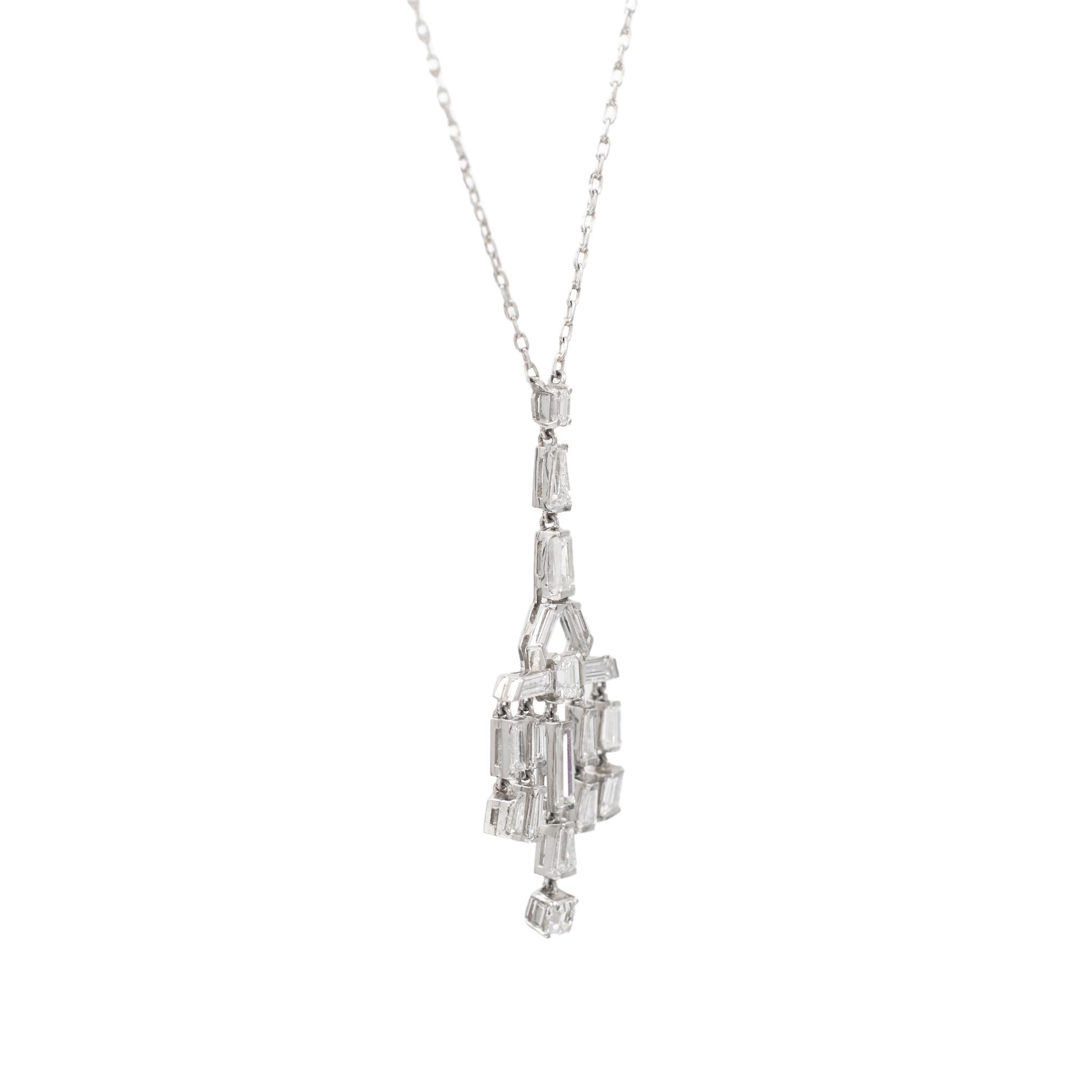 Women's or Men's Art Deco Inspired Diamond Platinum 14k White Gold Necklace For Sale