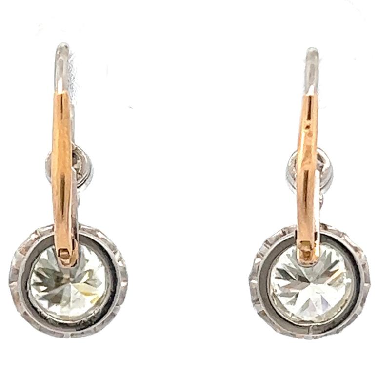 Art Deco Inspired Diamond Platinum Buttercup Drop Earrings 1