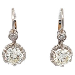 Art Deco Inspired Diamond Platinum Buttercup Drop Earrings