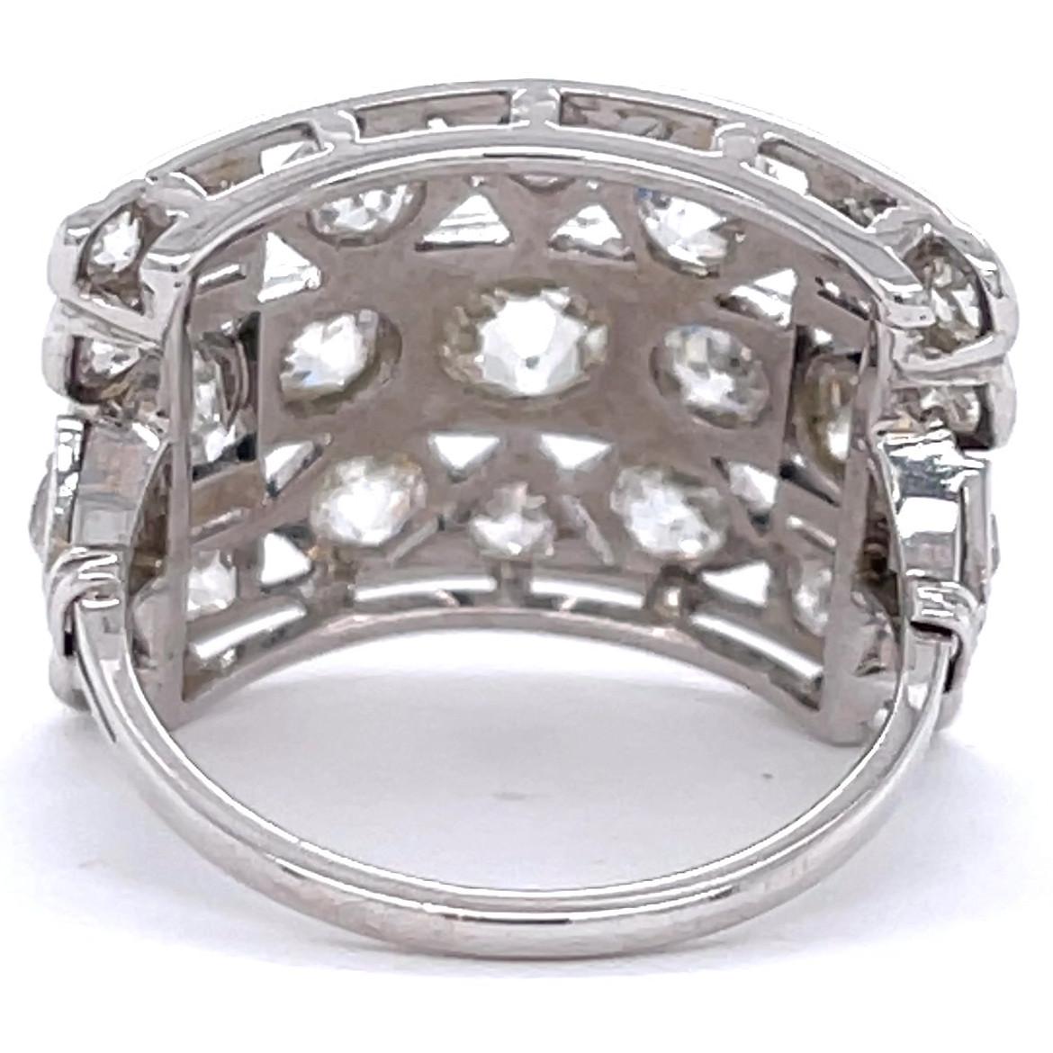Art Deco Inspired Diamond Platinum Checkerboard Ring 1