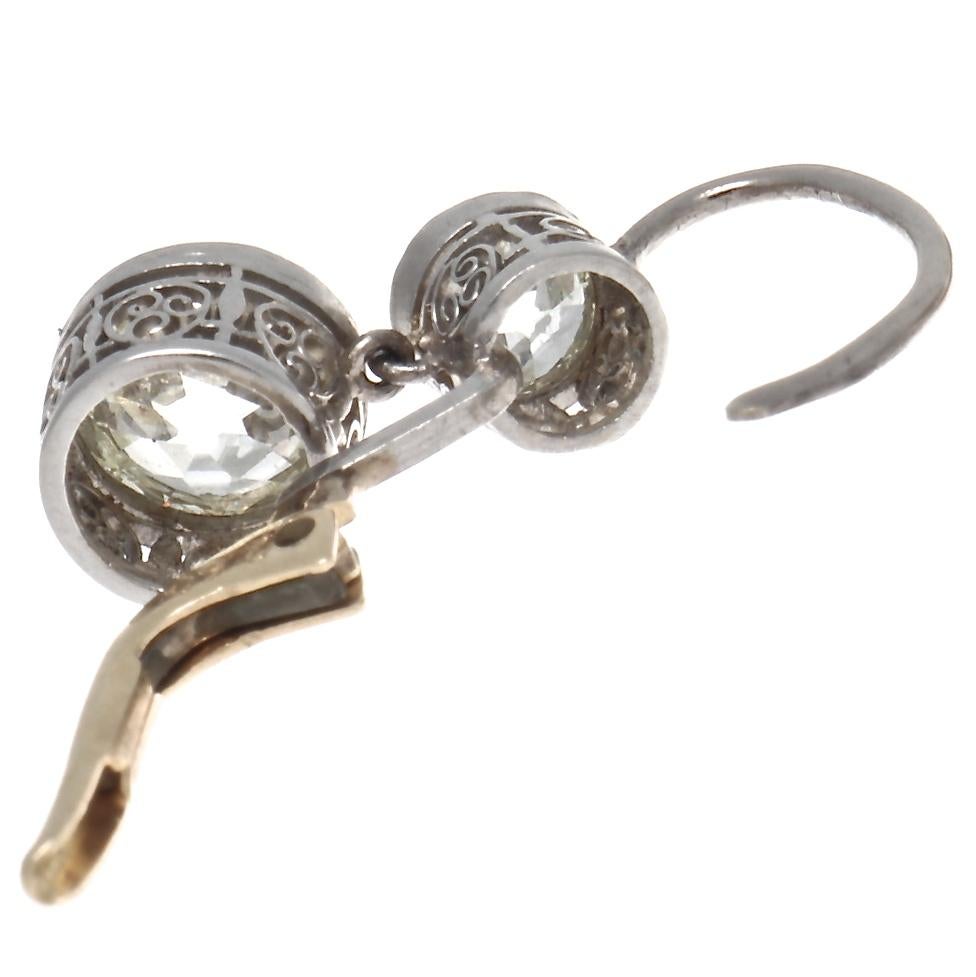 Art Deco Inspired Diamond Platinum Earrings In New Condition In Beverly Hills, CA