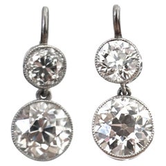 Art Deco Inspired Diamond Platinum Earrings