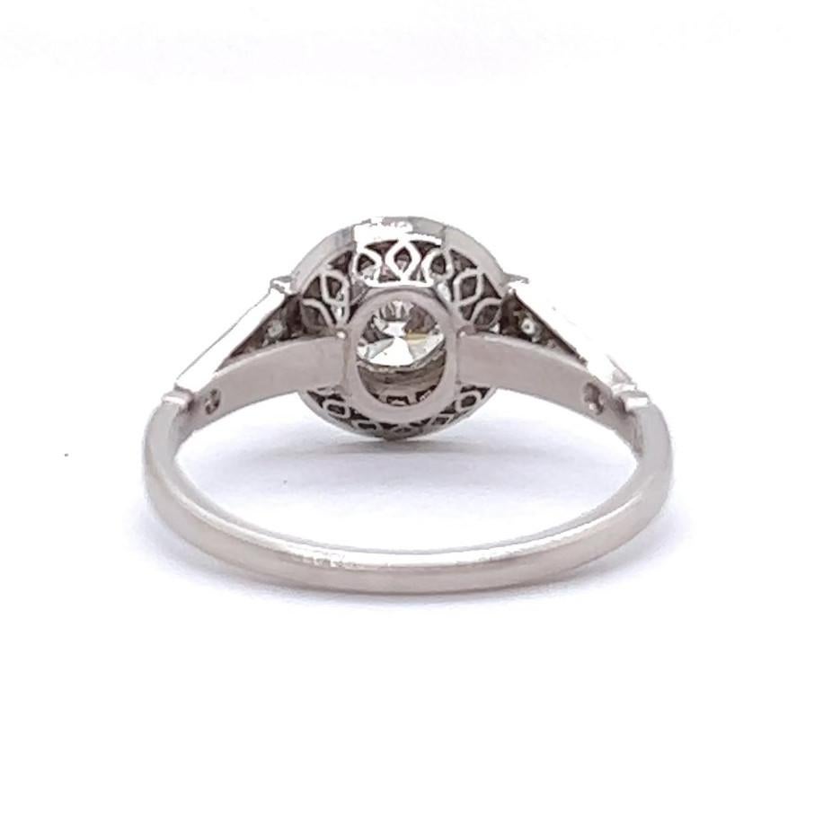 Art Deco Inspired Diamond Platinum Engagement Ring For Sale 2