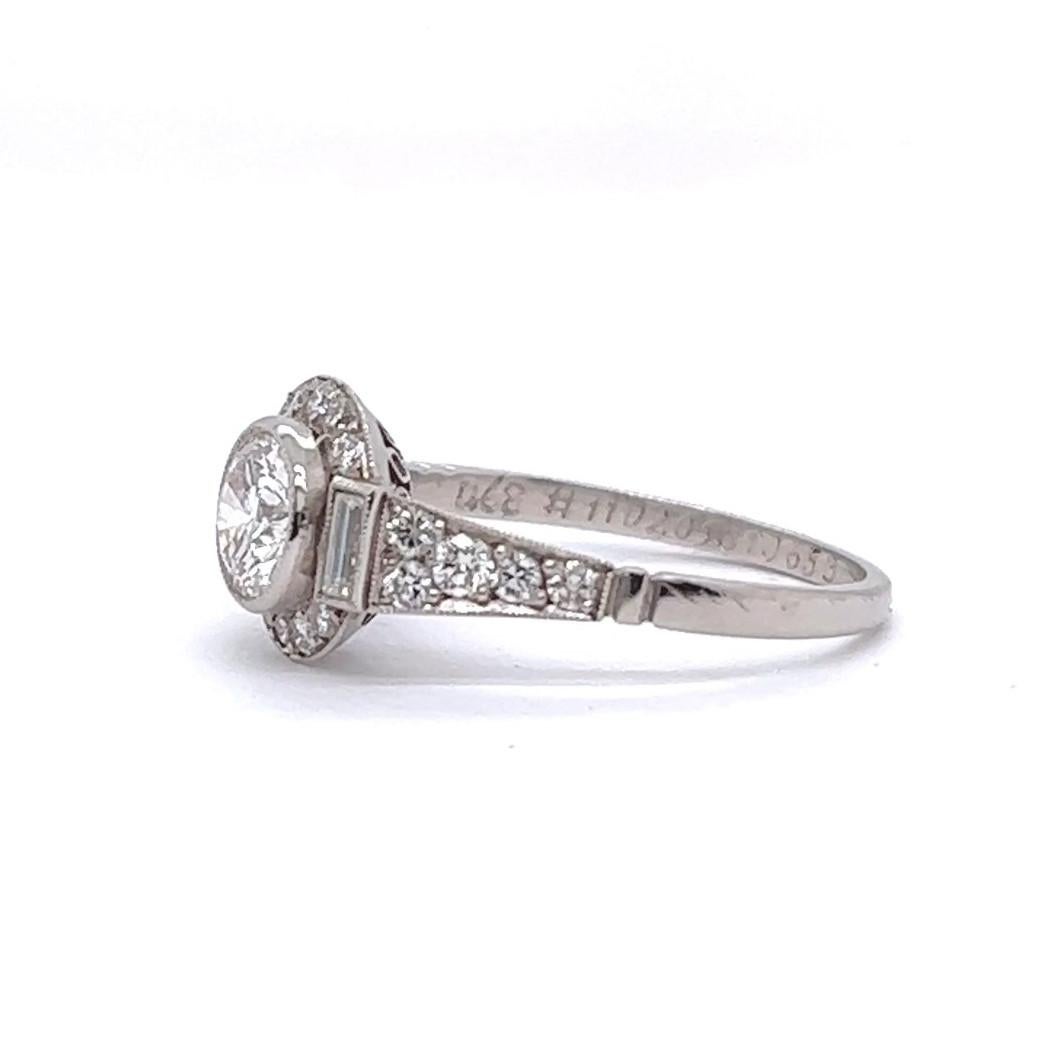 Art Deco Inspired Diamond Platinum Engagement Ring For Sale 3