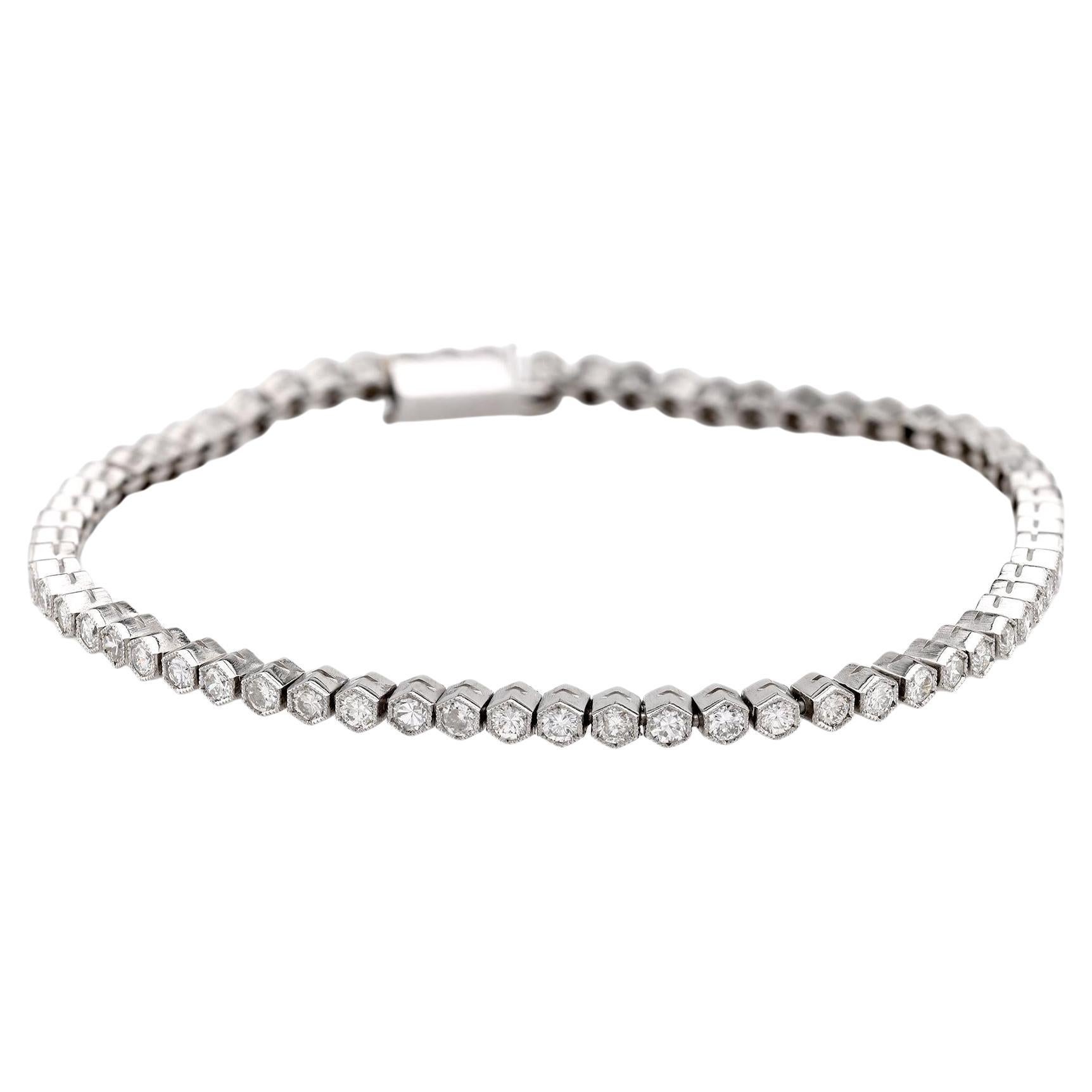 Art Deco Inspired Diamond Platinum Tennis Bracelet