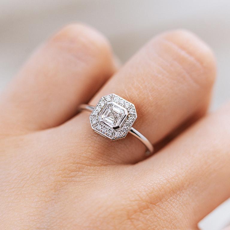 For Sale:  Art Deco Inspired 0.5ct Diamond Ring in 14k White Gold 2