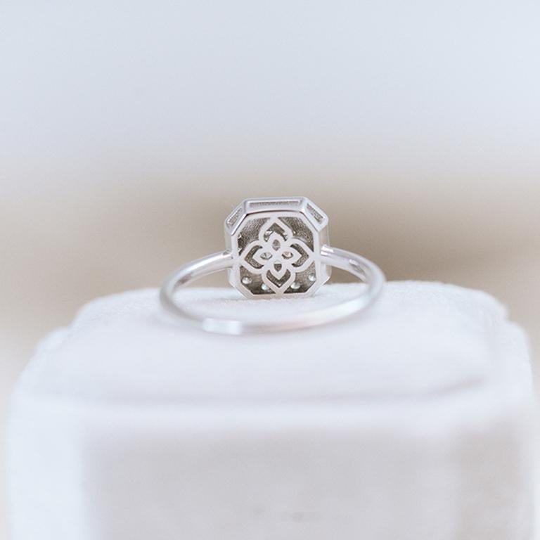 For Sale:  Art Deco Inspired 0.5ct Diamond Ring in 14k White Gold 4