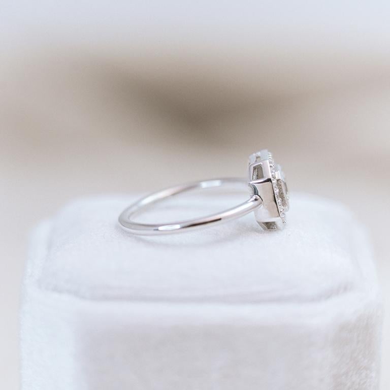 For Sale:  Art Deco Inspired 0.5ct Diamond Ring in 14k White Gold 5