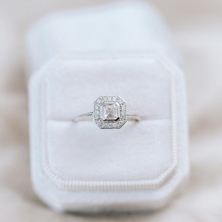 For Sale:  Art Deco Inspired 0.5ct Diamond Ring in 14k White Gold 6
