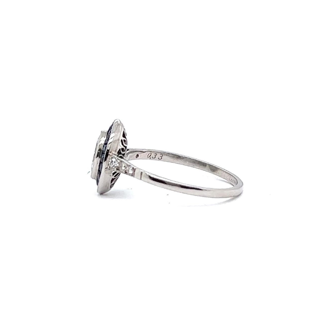 Art Deco Inspired Diamond Sapphire Engagement Ring 3