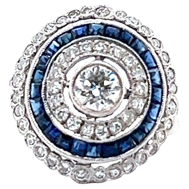 Platinum Diamond and Emerald Target Ring at 1stDibs | platinum campden ...