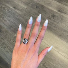 Art Deco Inspired Diamond & Sapphire Ring 18k White Gold