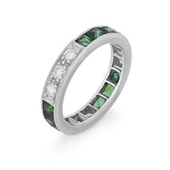 Art Deco inspired diamond tourmaline platinum eternity band
