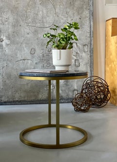 Custom Made Diana Round Coffee Table in Brass Plated and Nero Marble