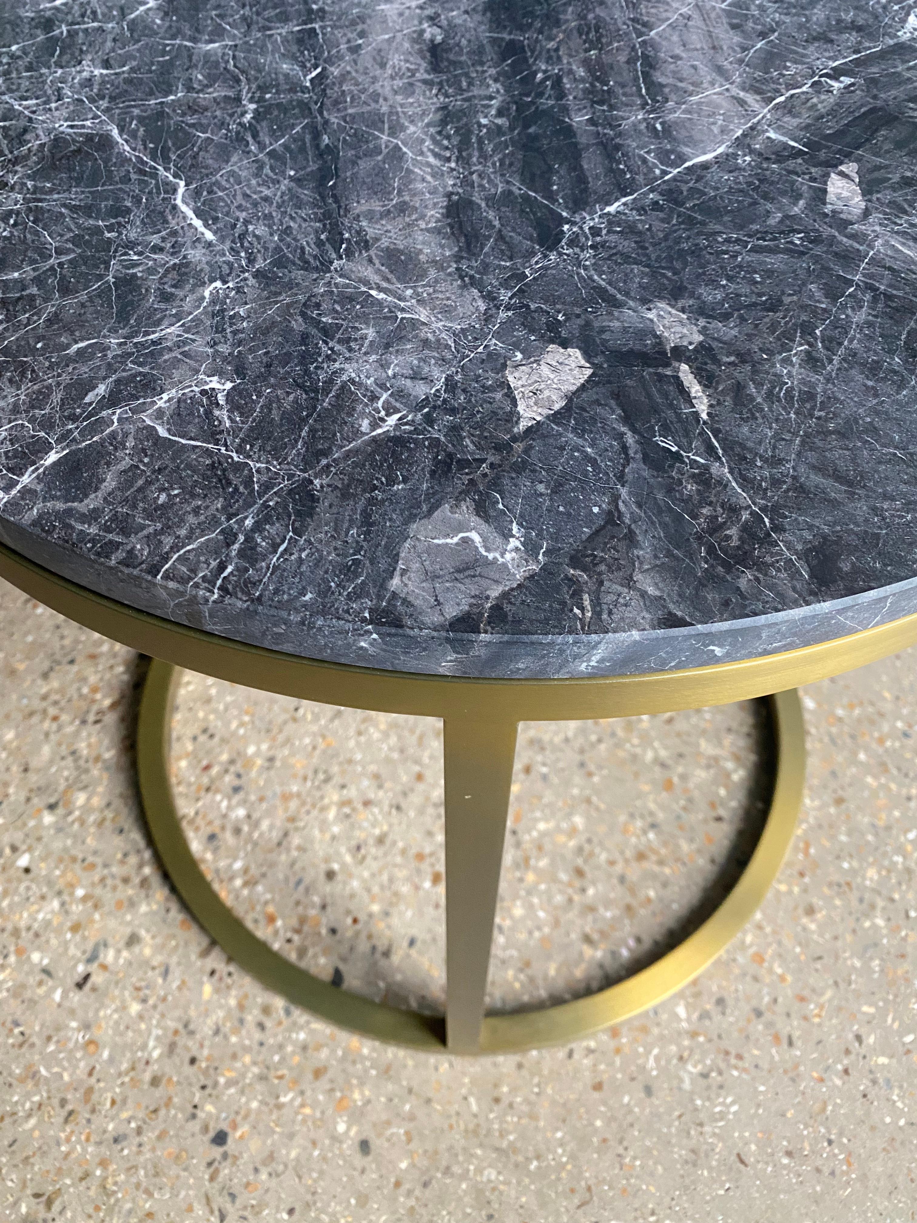 Custom Made Diana Round Coffee Table in Brass Plated and Nero Marble For Sale 1