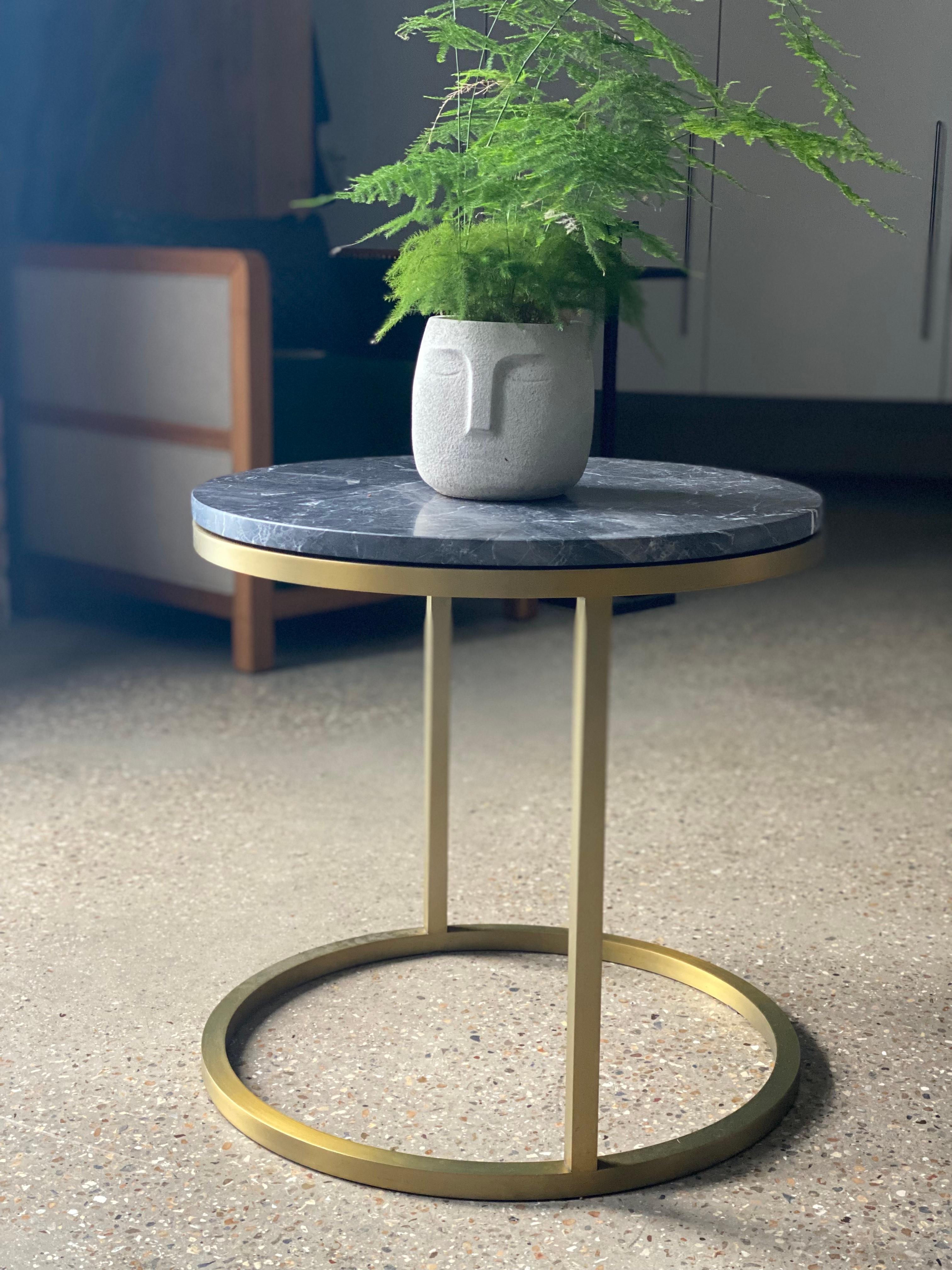 Custom Made Diana Round Coffee Table in Brass Plated and Nero Marble For Sale 2