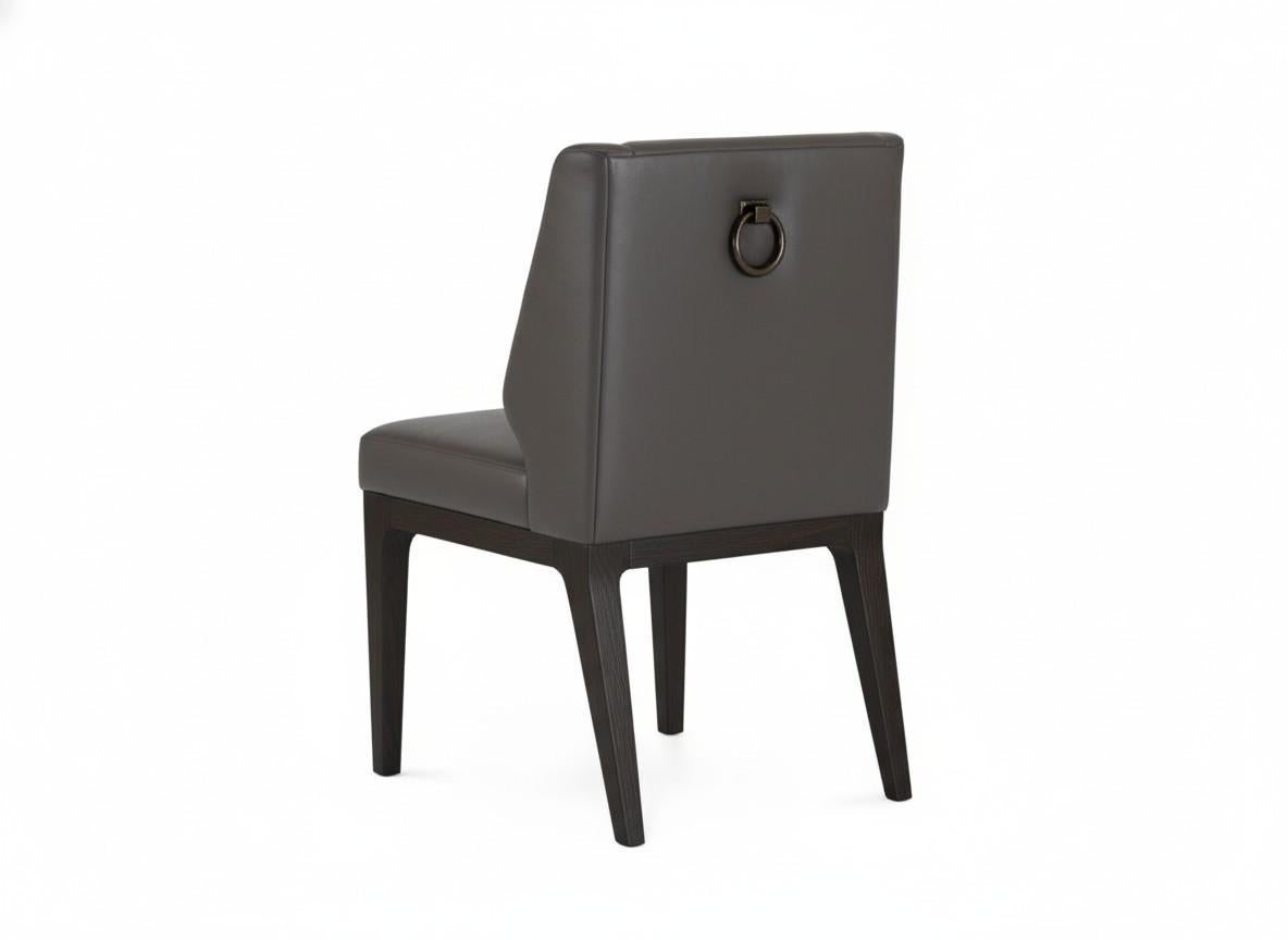 Portoghese Art Deco Inspired Dining Chair w/ Brass Ring Handle By Jose Castro in vendita