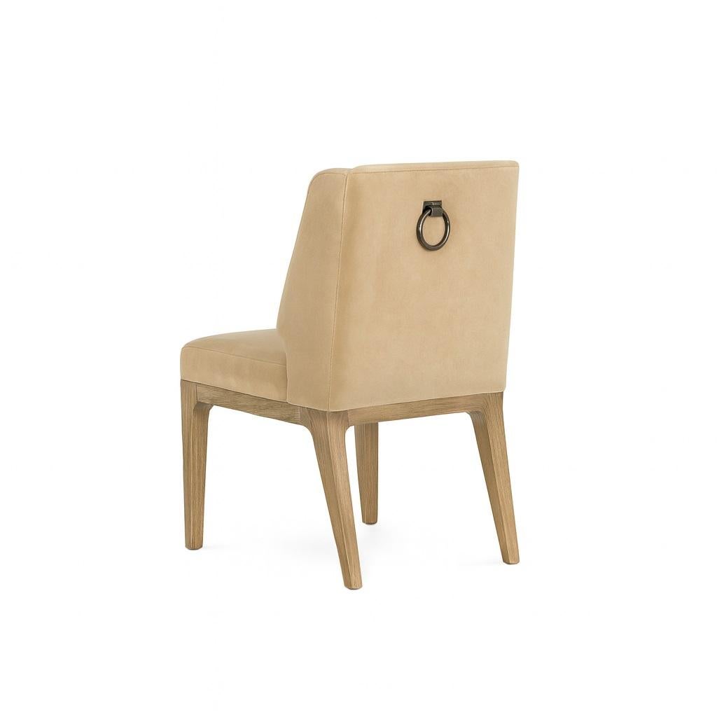 Fatto a mano Art Deco Inspired Dining Chair w/ Brass Ring Handle By Jose Castro in vendita