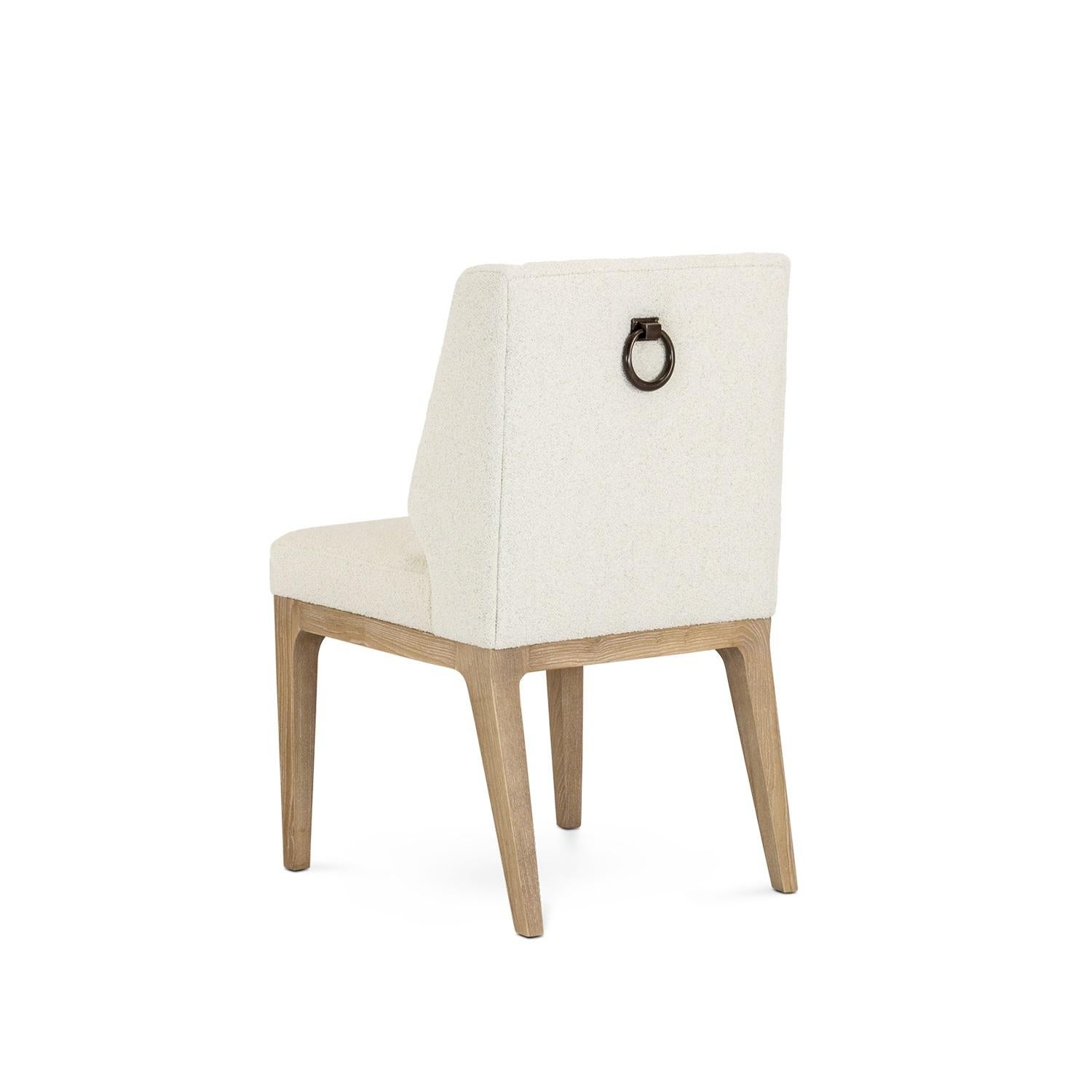 Ottone Art Deco Inspired Dining Chair w/ Brass Ring Handle By Jose Castro in vendita