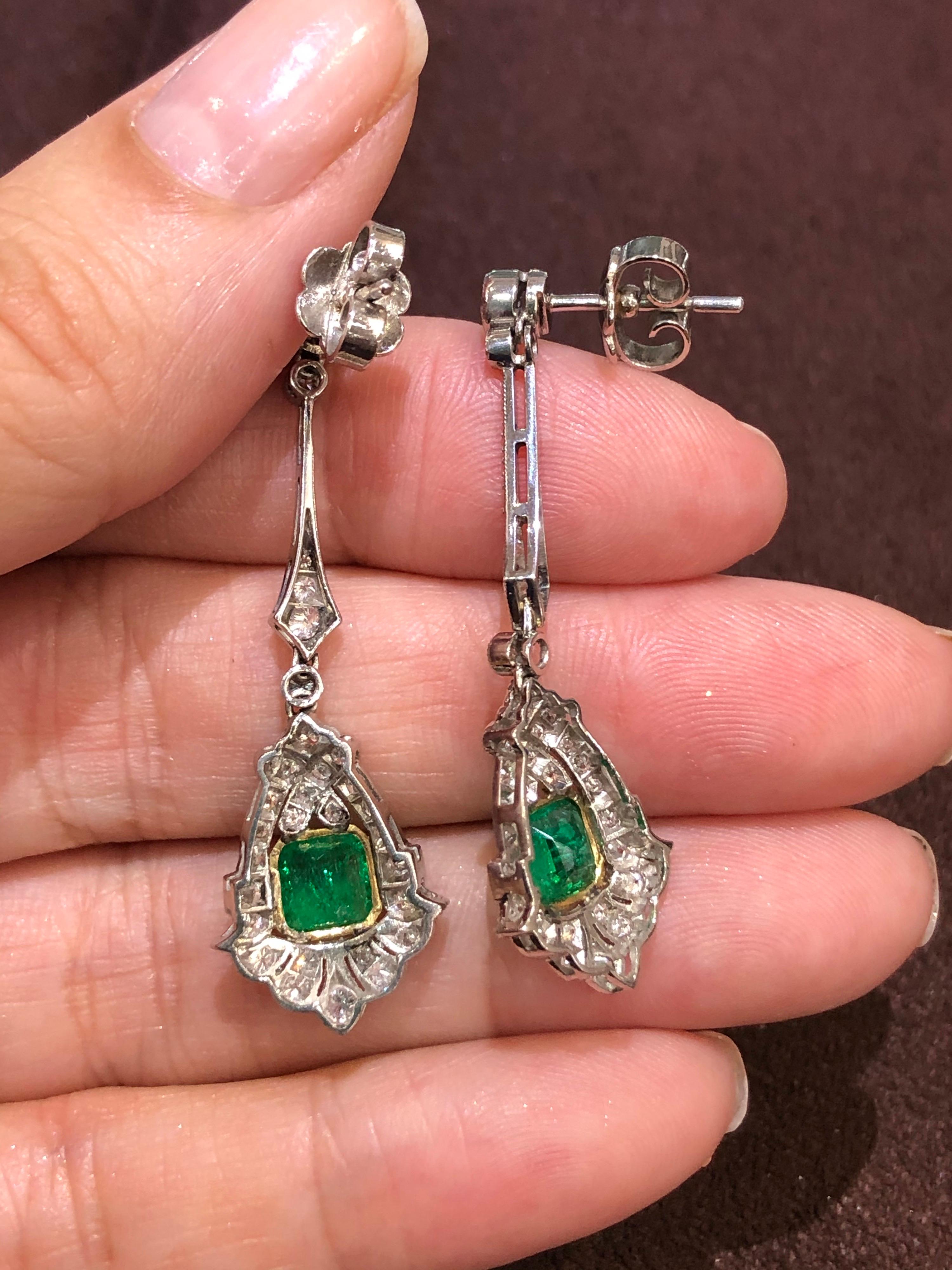 art deco inspired drop diamond earrings