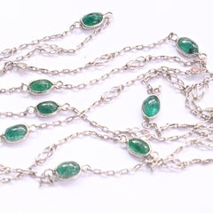 Art Deco Inspired Emerald Diamond Platinum Necklace