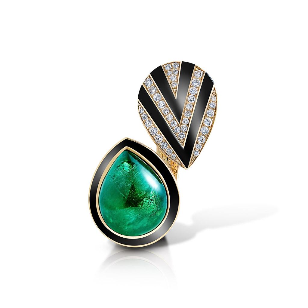 Art déco-inspirierter Smaragd-Ring im Angebot 1